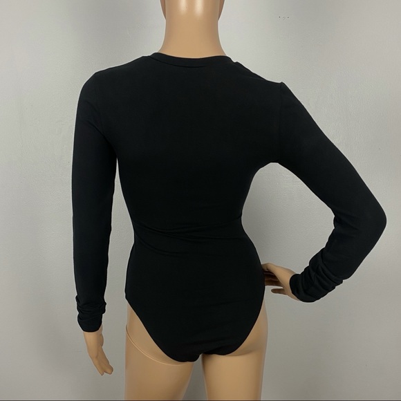 NEW REFORMATION BLACK BUTTON FRONT BODYSUIT - Picture 7 of 8